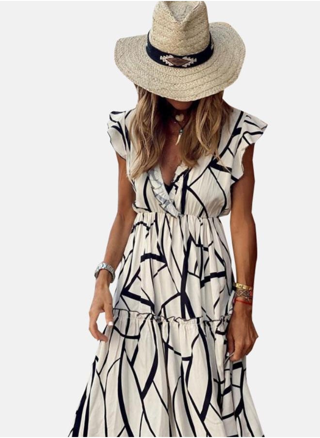 Abstract Print Maxi Dress