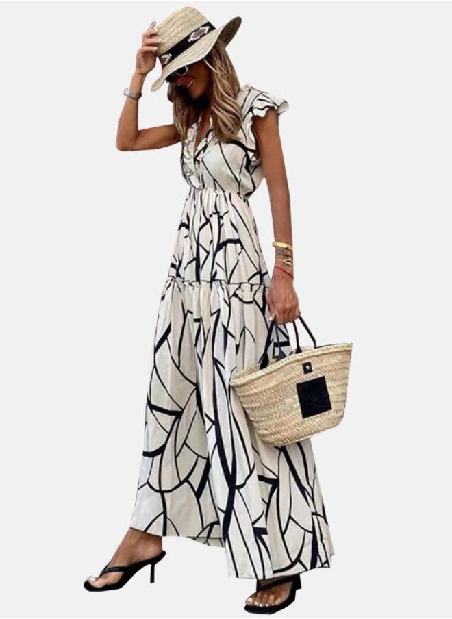 Abstract Print Maxi Dress
