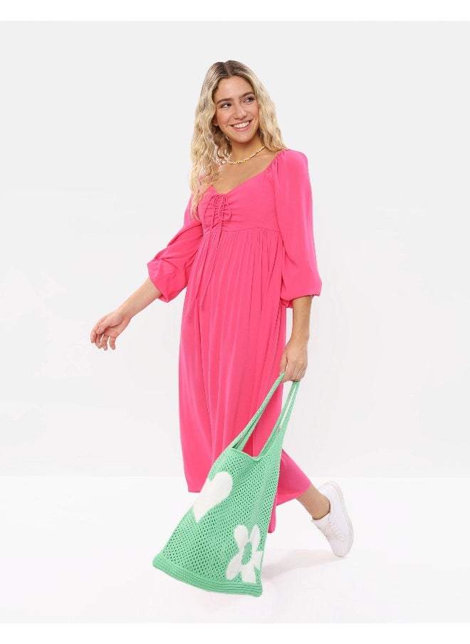 Puff Sleeve Ruched Dress