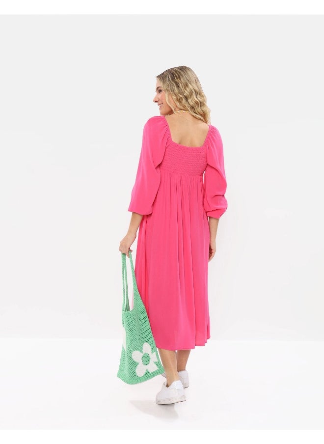 Puff Sleeve Ruched Dress
