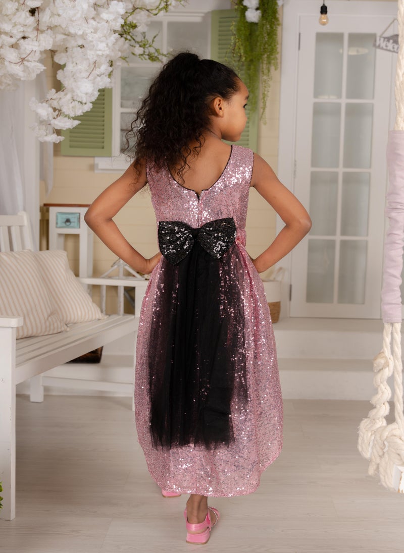 D' Daniela - Cyra Pink Sparkle Dress with Bow