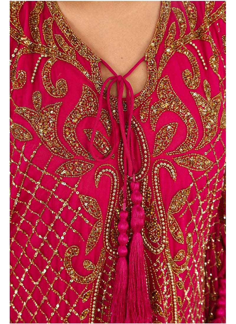 Fuchsia Tassel Kaftan A Statement of Sophistication
