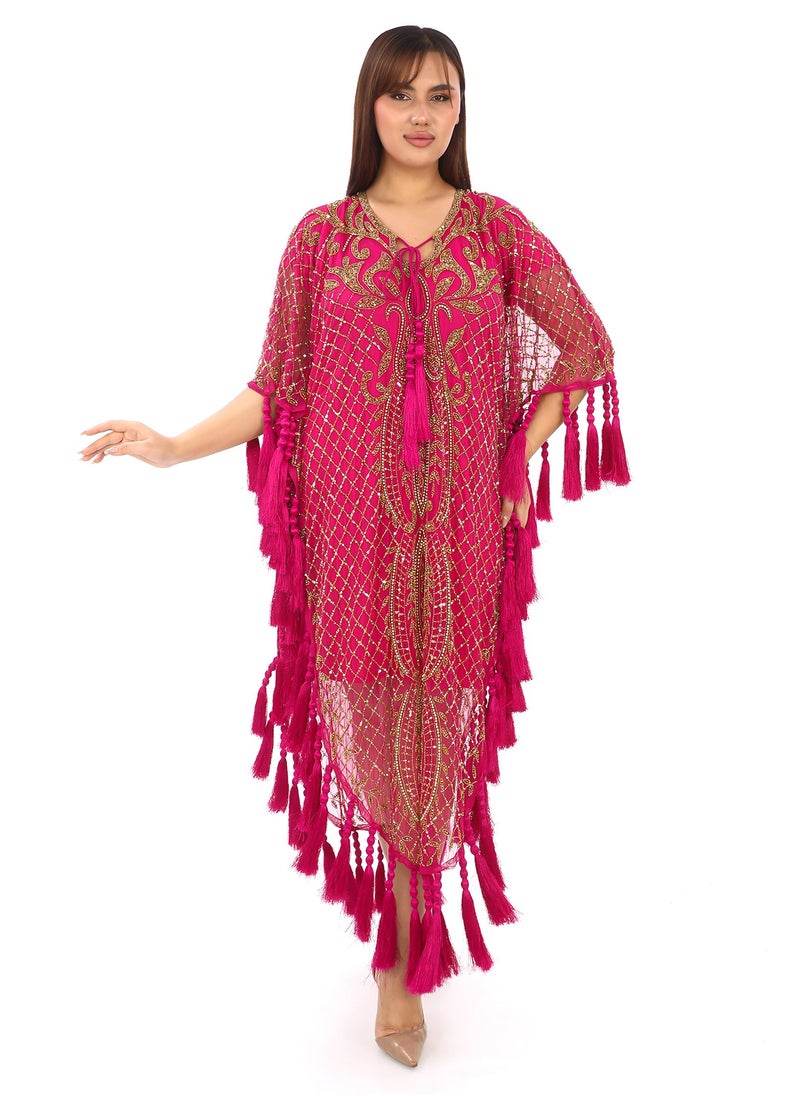 Fuchsia Tassel Kaftan A Statement of Sophistication
