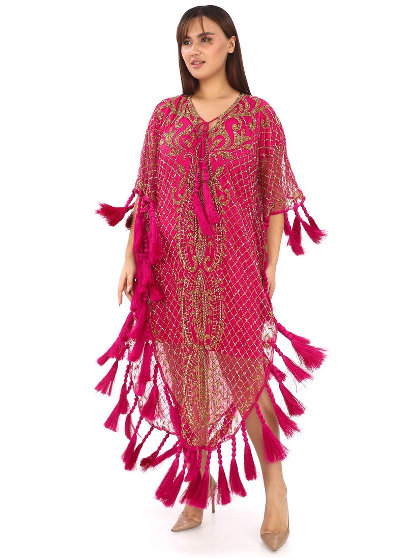 Fuchsia Tassel Kaftan A Statement of Sophistication