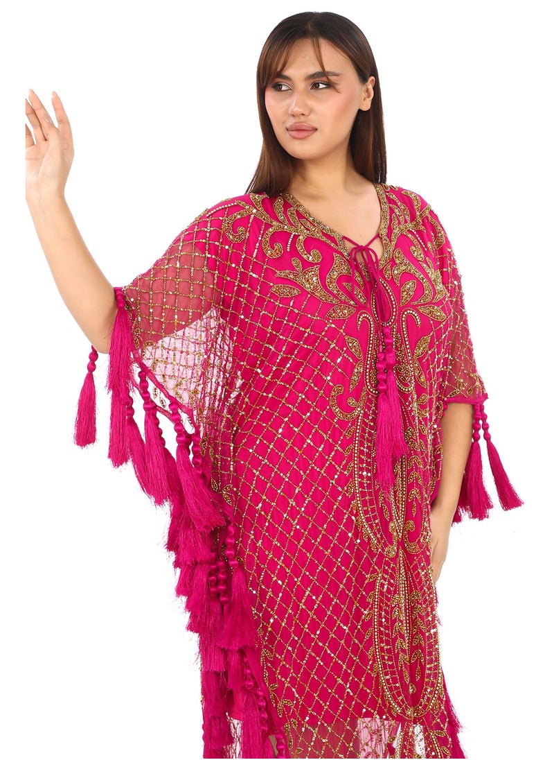 Fuchsia Tassel Kaftan A Statement of Sophistication