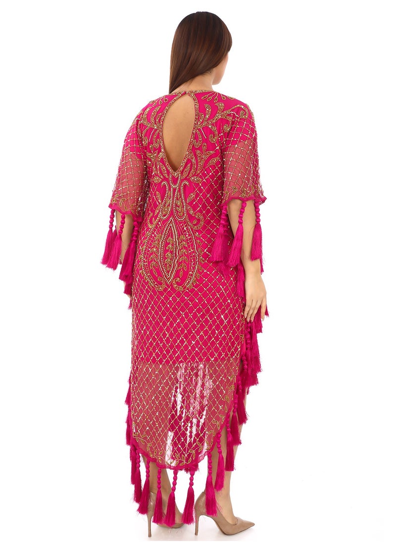 Fuchsia Tassel Kaftan A Statement of Sophistication