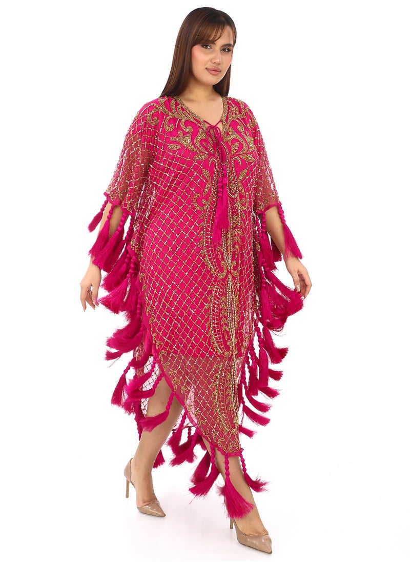 Fuchsia Tassel Kaftan A Statement of Sophistication