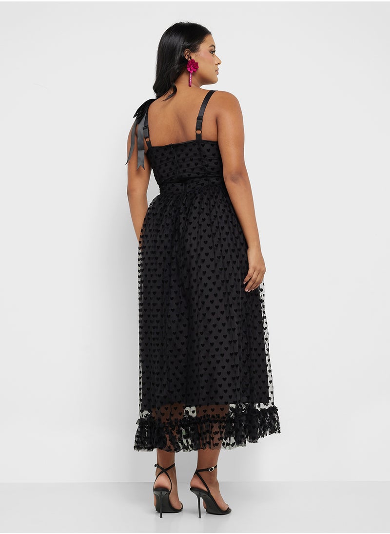 Polka Dot Dress With Ribbon Details