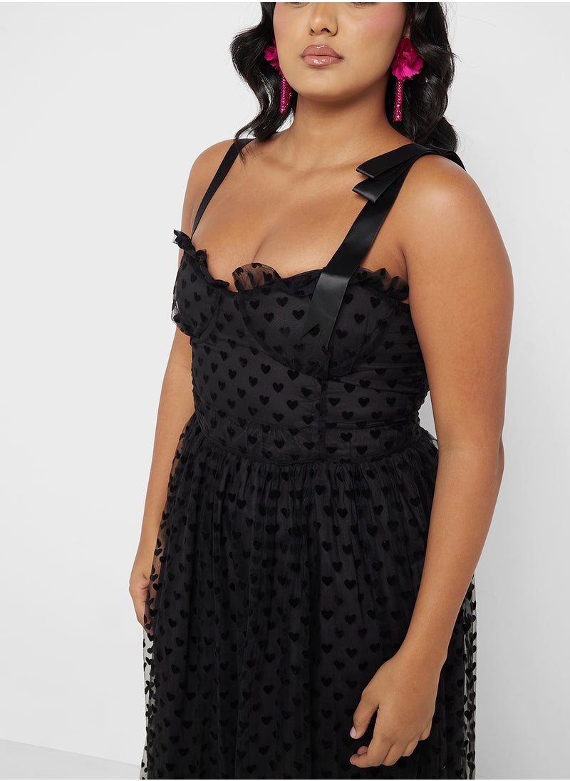 Polka Dot Dress With Ribbon Details