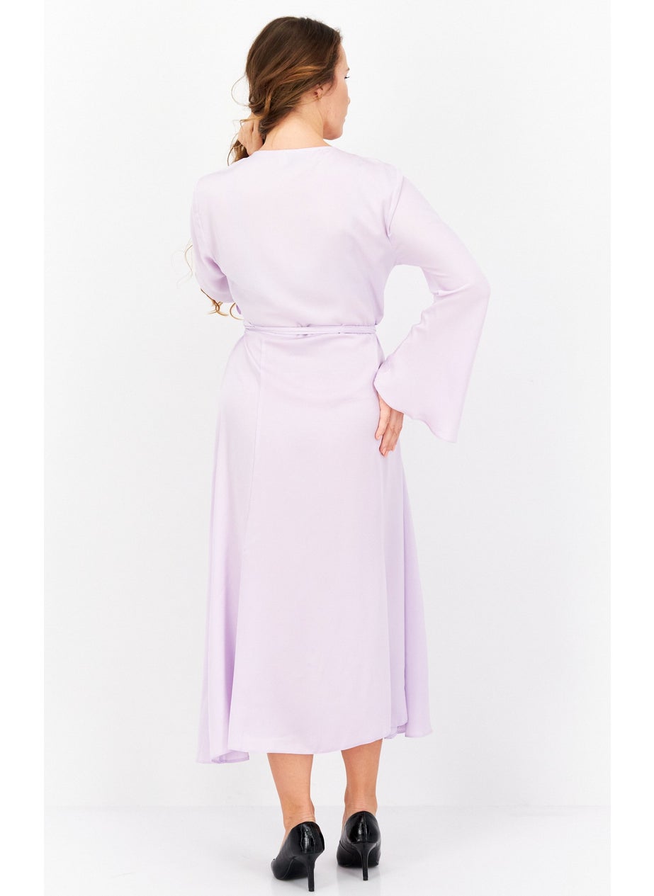 Women Plain Wrap Dress, Lilac