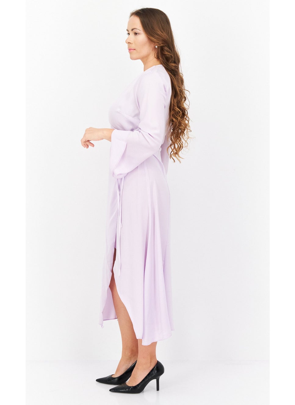 Women Plain Wrap Dress, Lilac