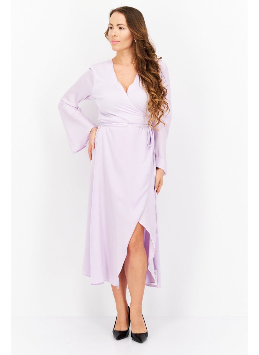 Women Plain Wrap Dress, Lilac