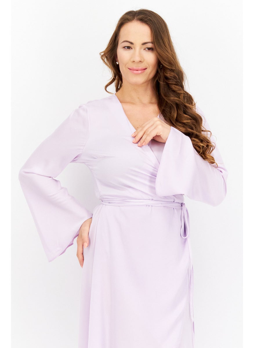 Women Plain Wrap Dress, Lilac