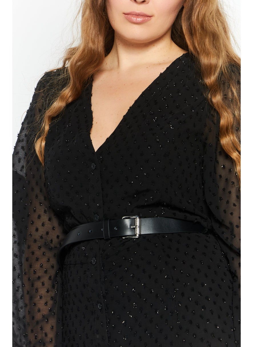 Women Metallic Midi Dress, Black