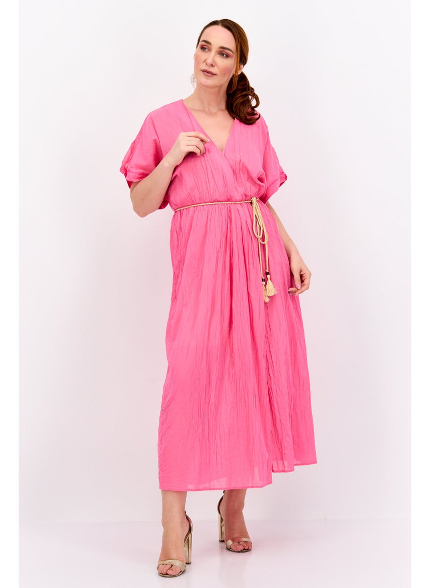 Women Solid Maxi Dress, Pink