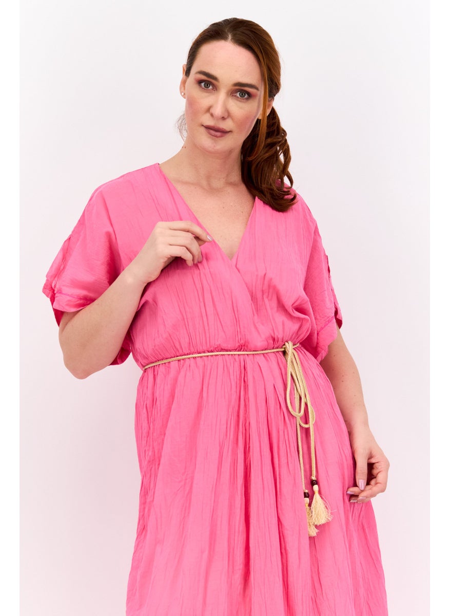 Women Solid Maxi Dress, Pink