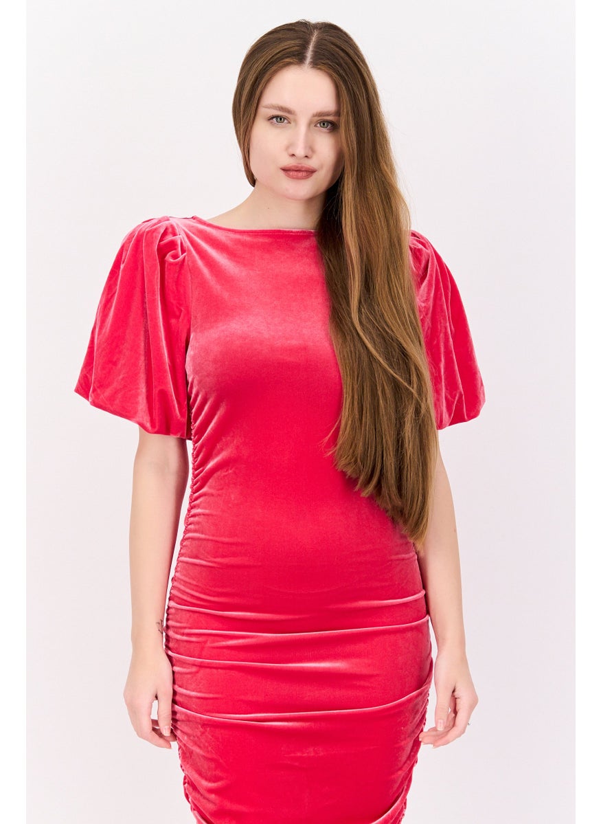 Women Velvet Mini Dress, Pink