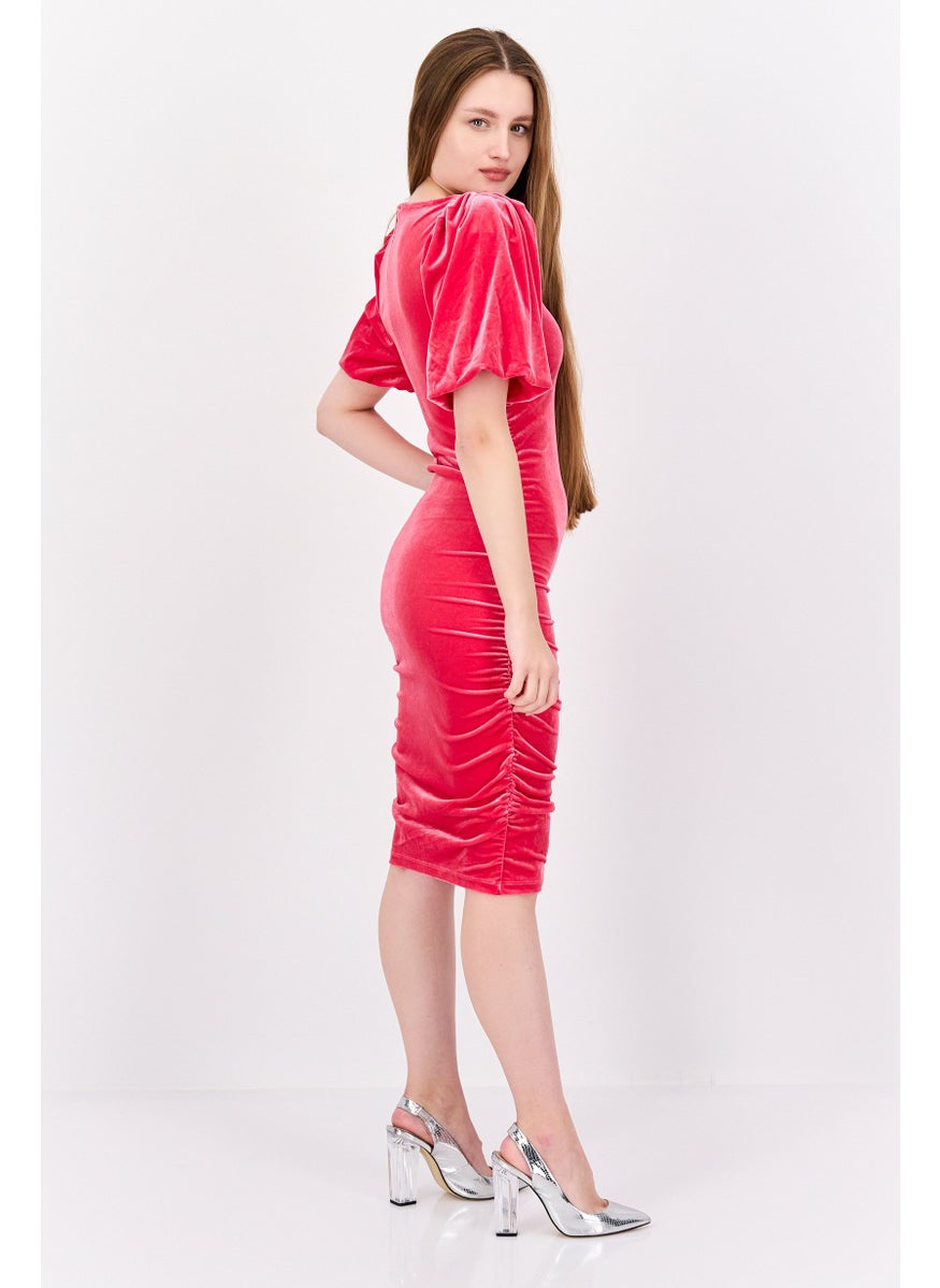 Women Velvet Mini Dress, Pink