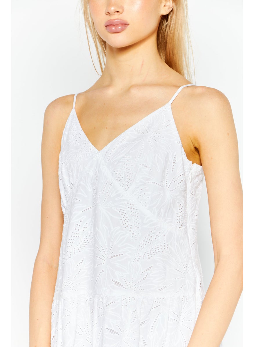 Women Embroidered Mini Dress, White