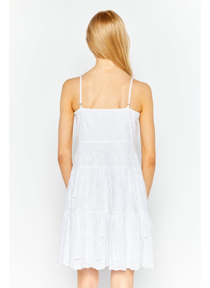 Women Embroidered Mini Dress, White