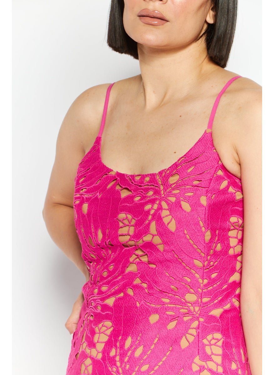 Women Textured Mini Dress, Pink