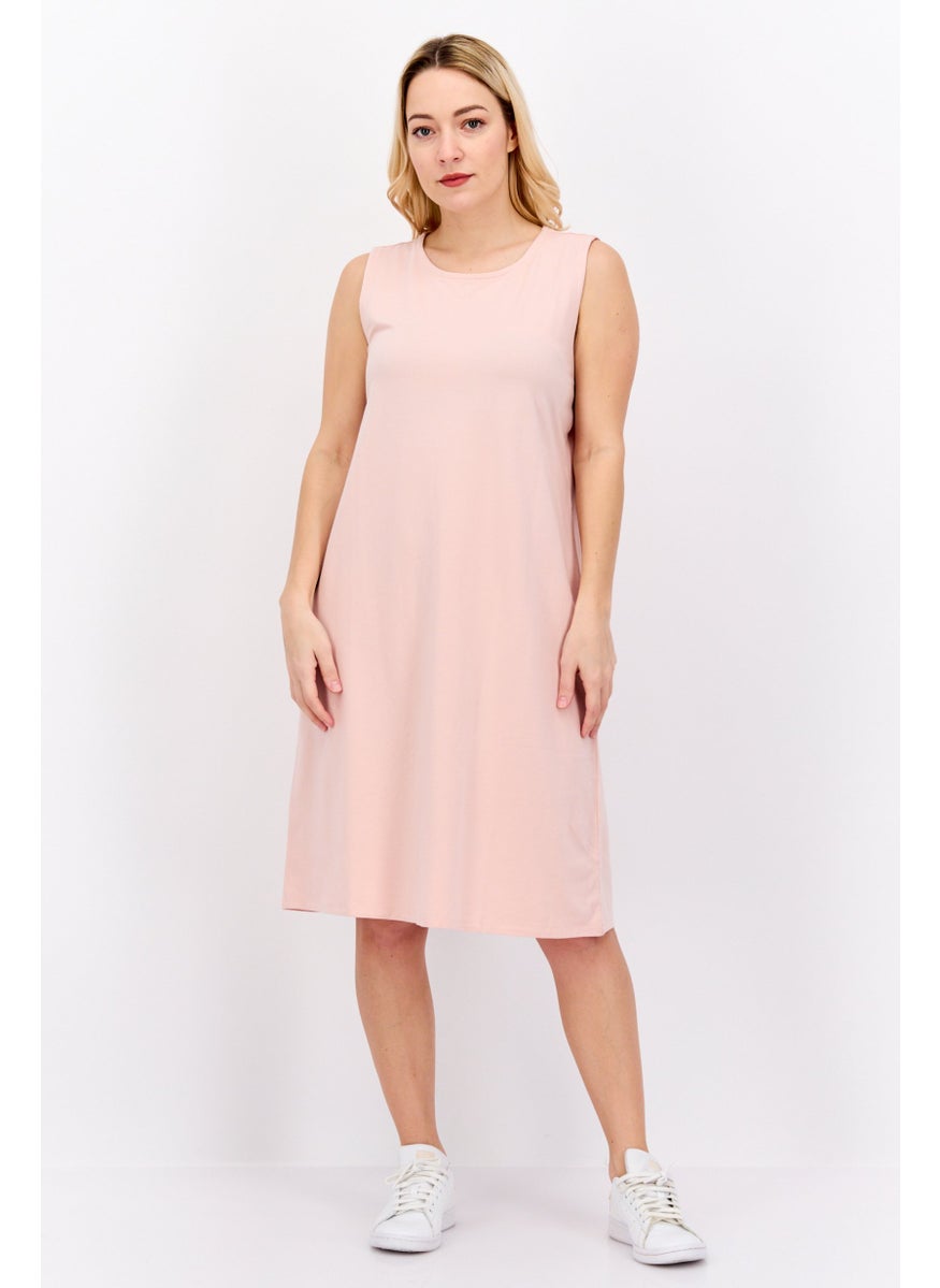 Women Plain Mini Sheath Dress, Peach