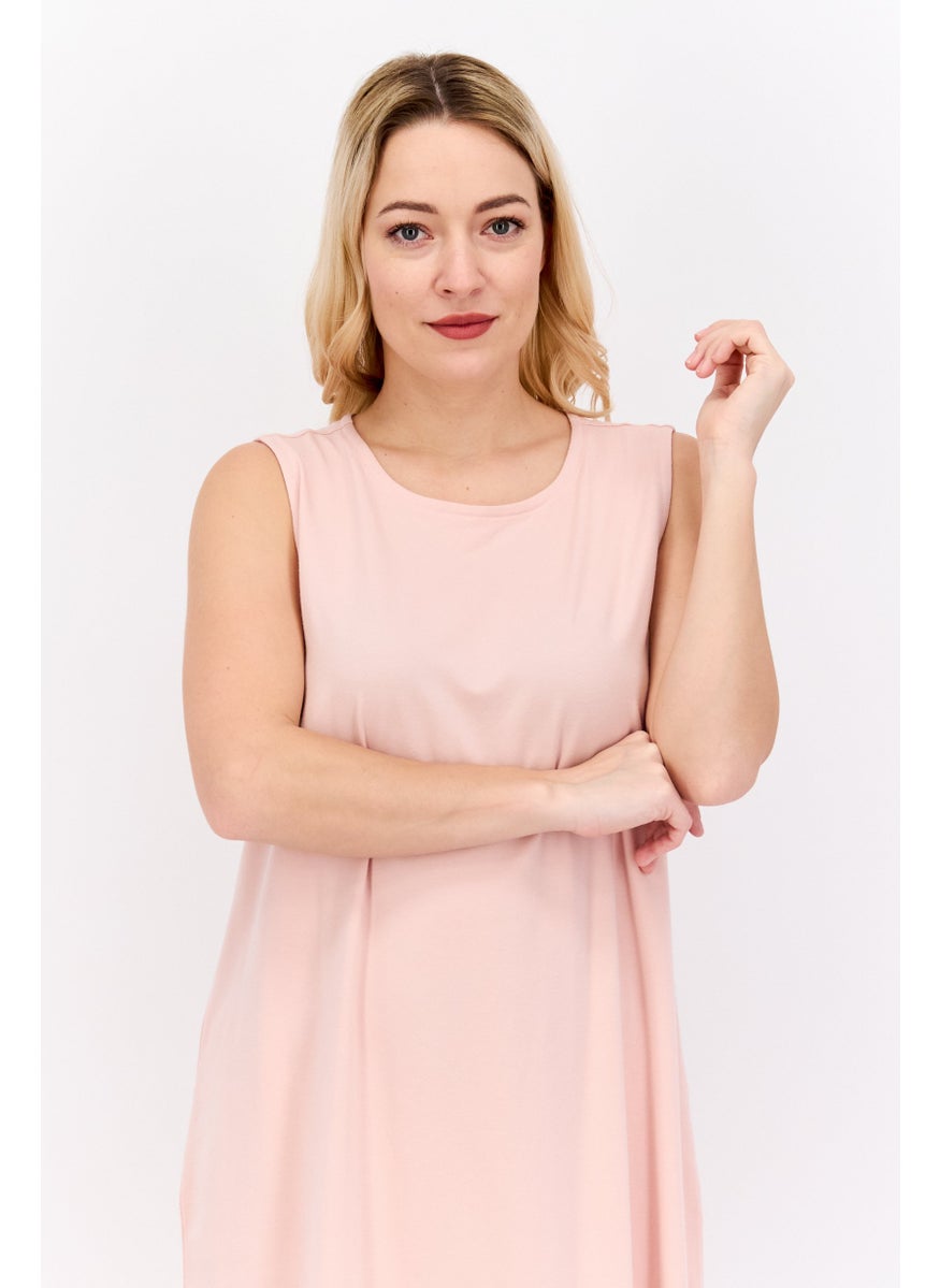 Women Plain Mini Sheath Dress, Peach