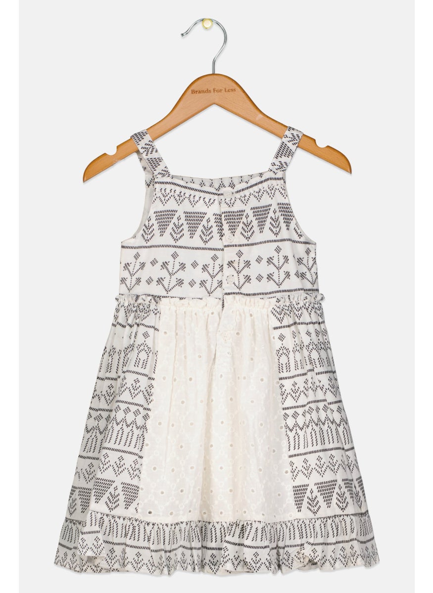 Toddlers Girl Allover Print Dress, White