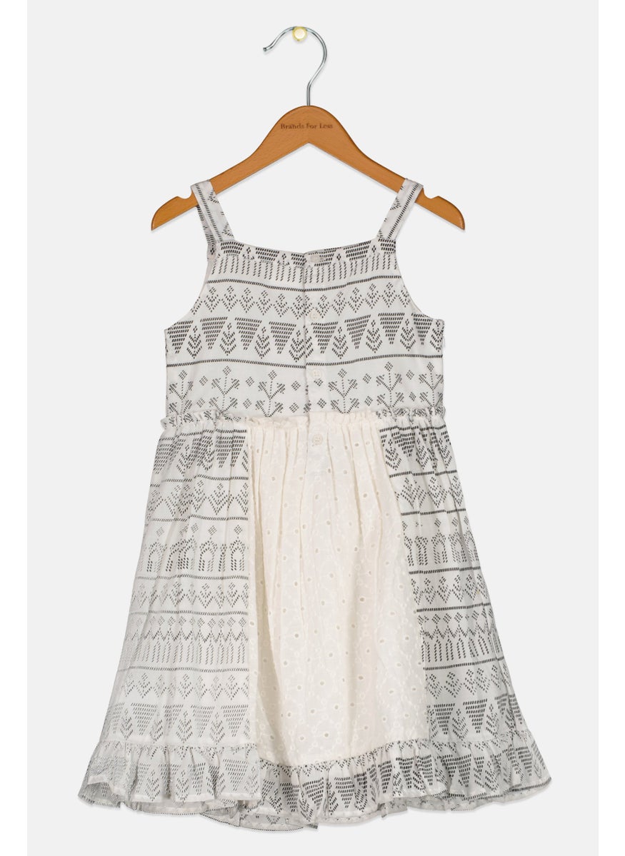 Kids Girl Allover Print Dress, White