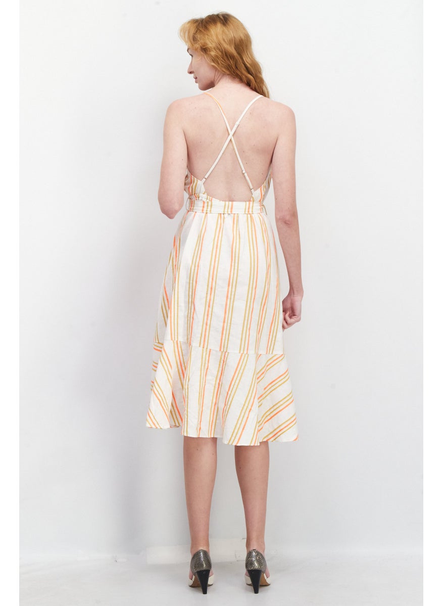Women Stripe Mini Dress, Orange Combo