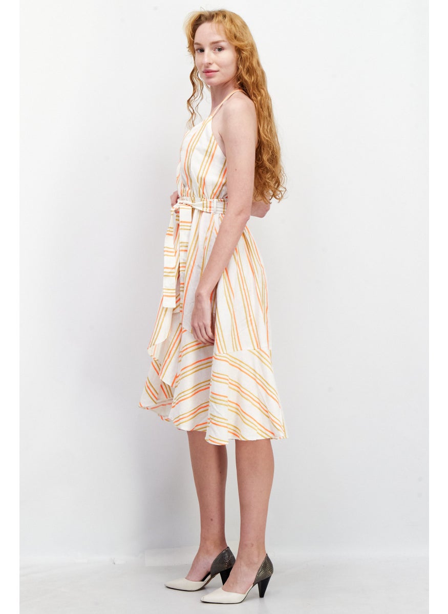 Women Stripe Mini Dress, Orange Combo