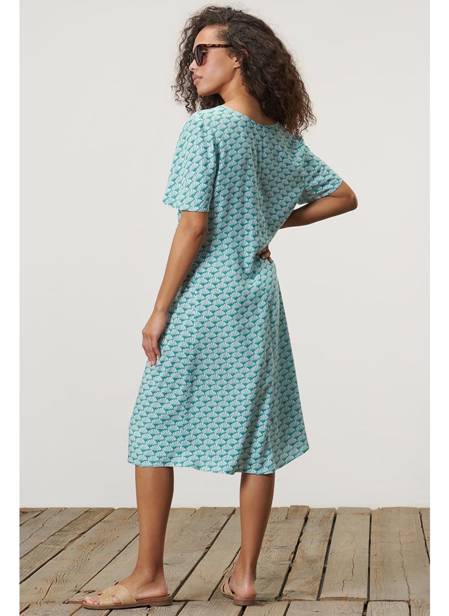 Women All Over Print Midi Dress, Green