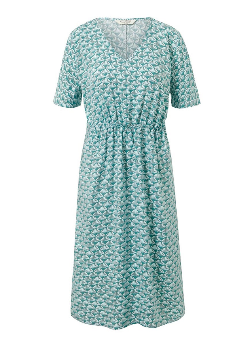Women All Over Print Midi Dress, Green