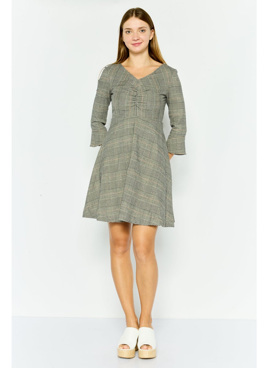 Women Textured Mini Dress, Grey Combo