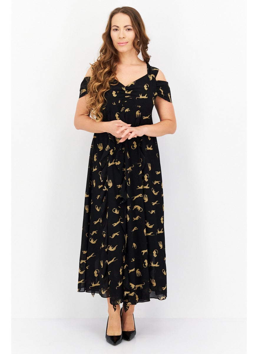 Women Animal Print Midi Dress, Back