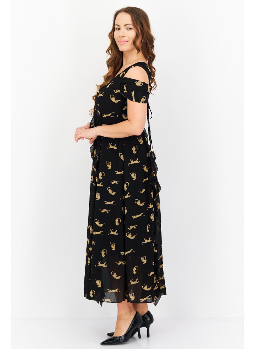 Women Animal Print Midi Dress, Back