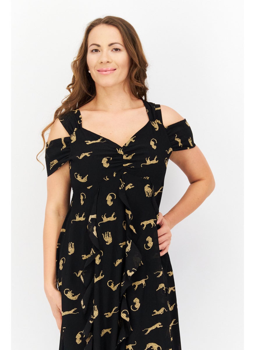 Women Animal Print Midi Dress, Back