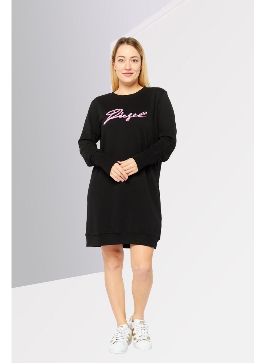Women Brand Logo Shirt Dress, Black