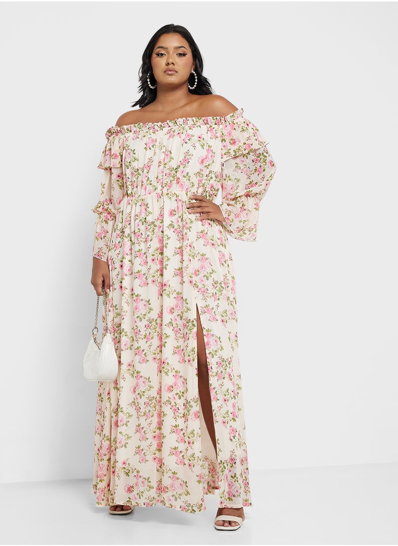 Floral Print Dress With Slit
