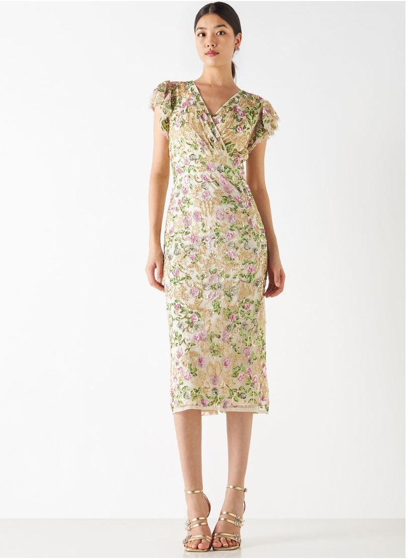 Enchanted Garden Embroidered Midi Dress
