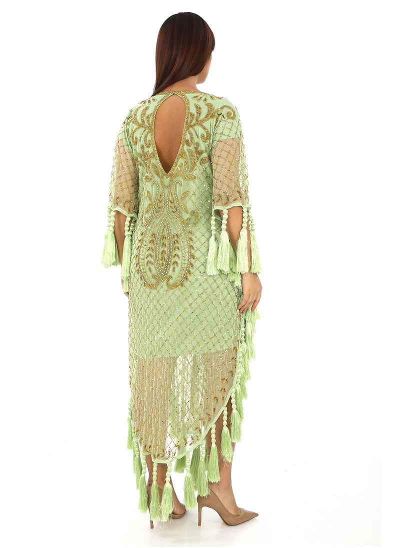 Green Jamilla Kaftan a Luxe Touch of Serenity