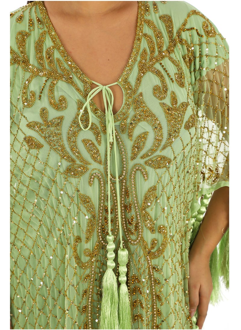 Green Jamilla Kaftan a Luxe Touch of Serenity
