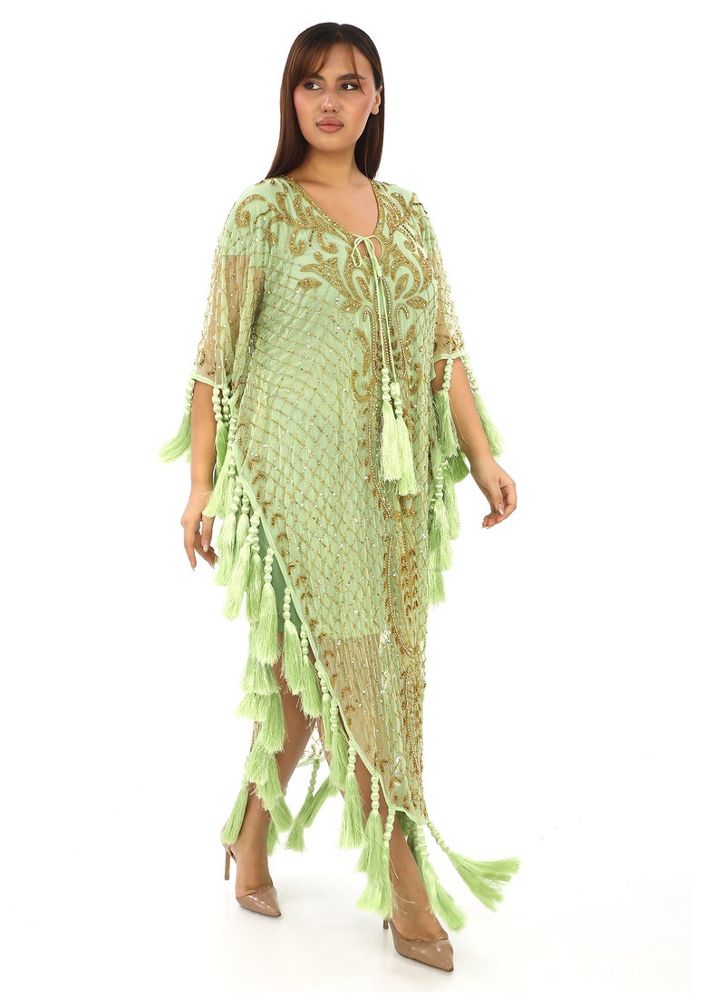 Green Jamilla Kaftan a Luxe Touch of Serenity
