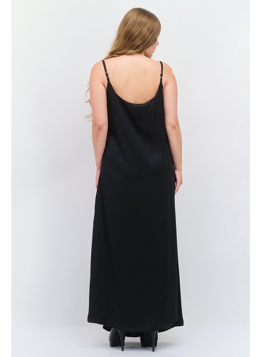 Women Plain Midi Dress, Black