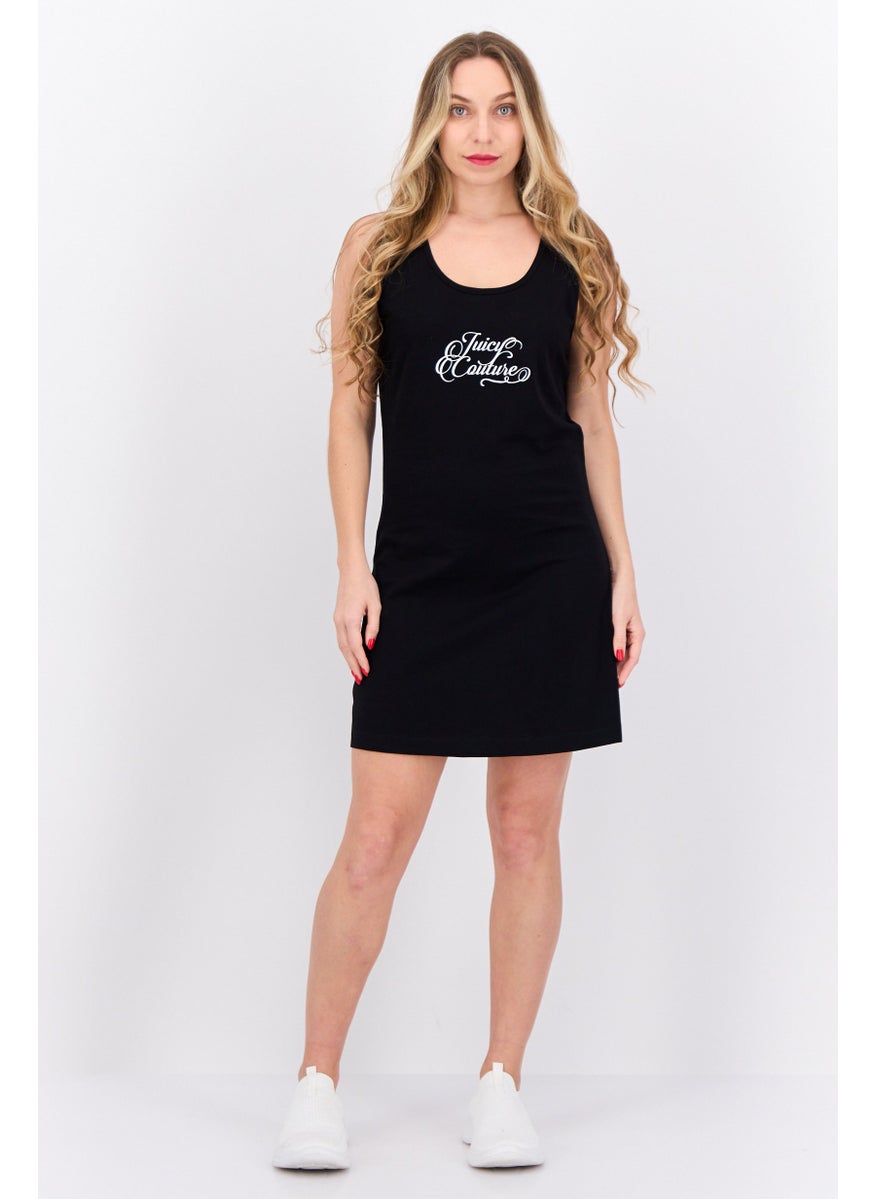 Women Graphic Print Mini Dress, Black