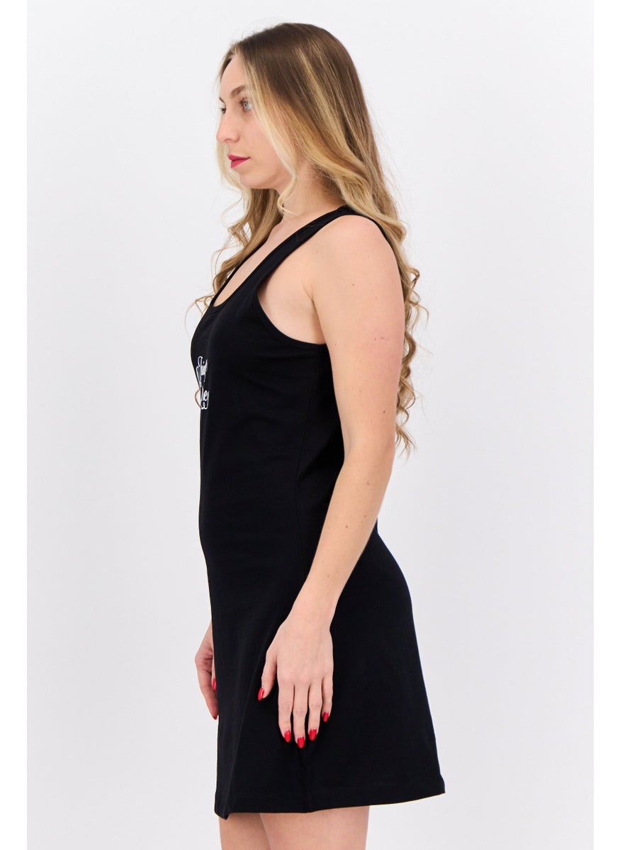 Women Graphic Print Mini Dress, Black