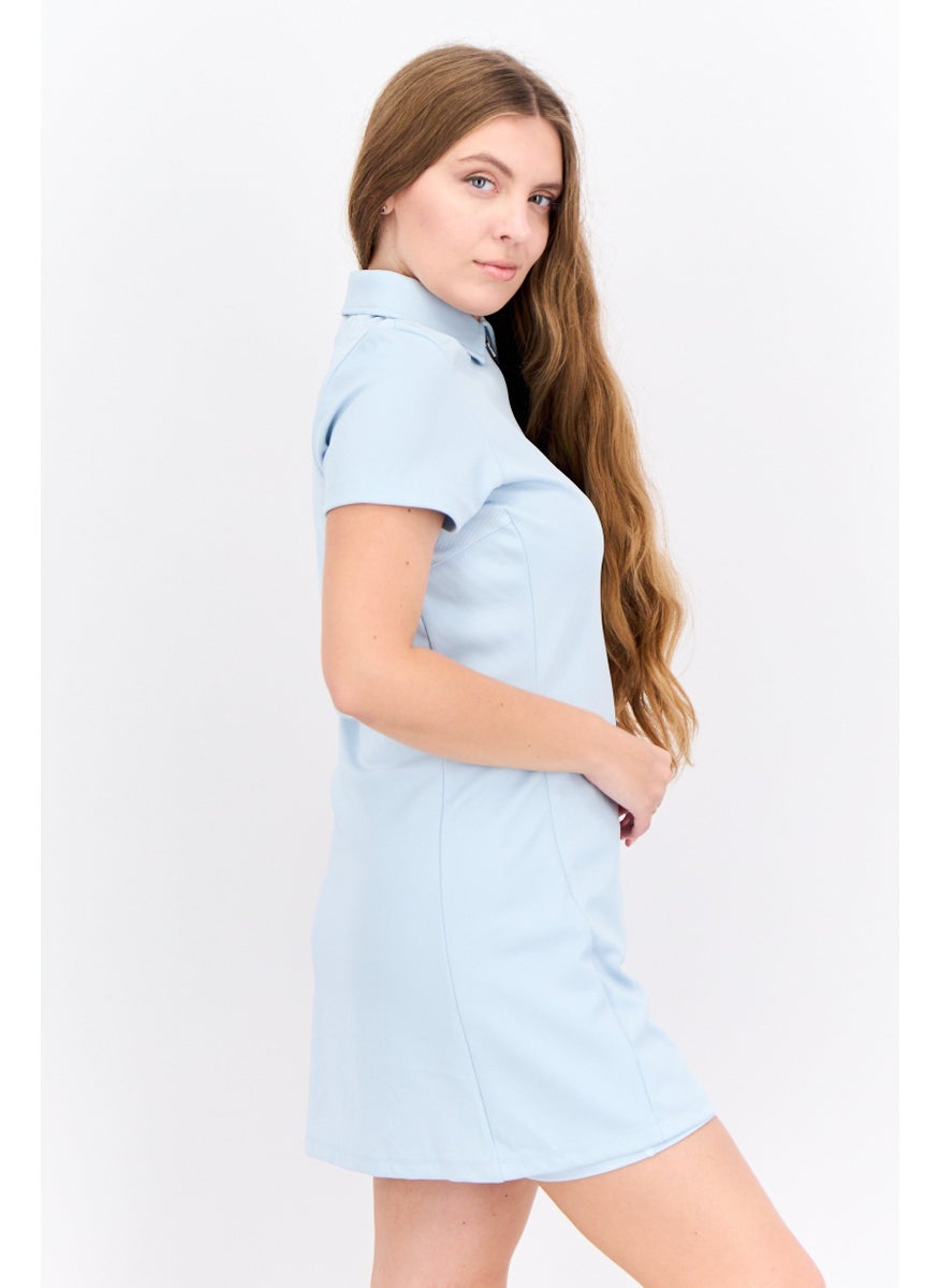 Women Brand Logo Mini Dress, Light Blue