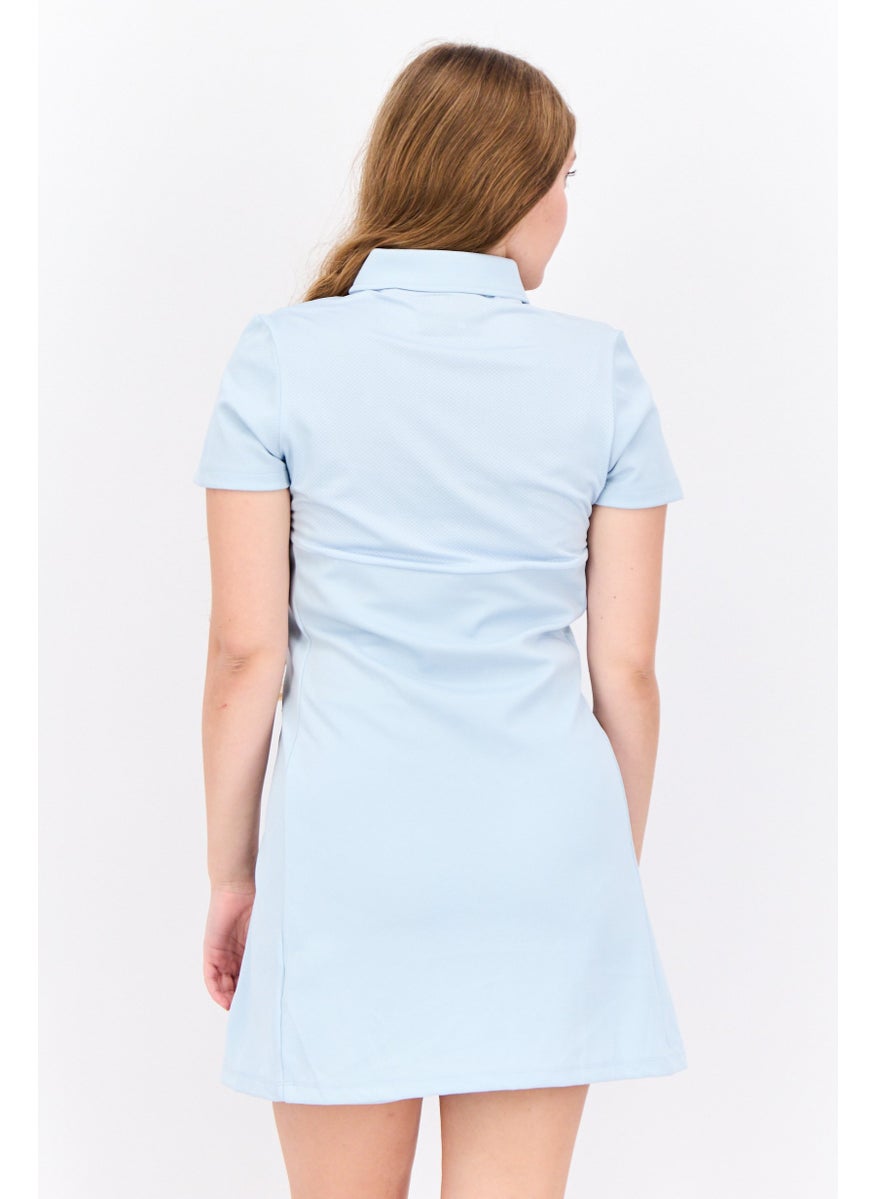 Women Brand Logo Mini Dress, Light Blue