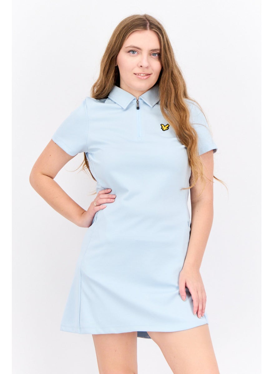 Women Brand Logo Mini Dress, Light Blue