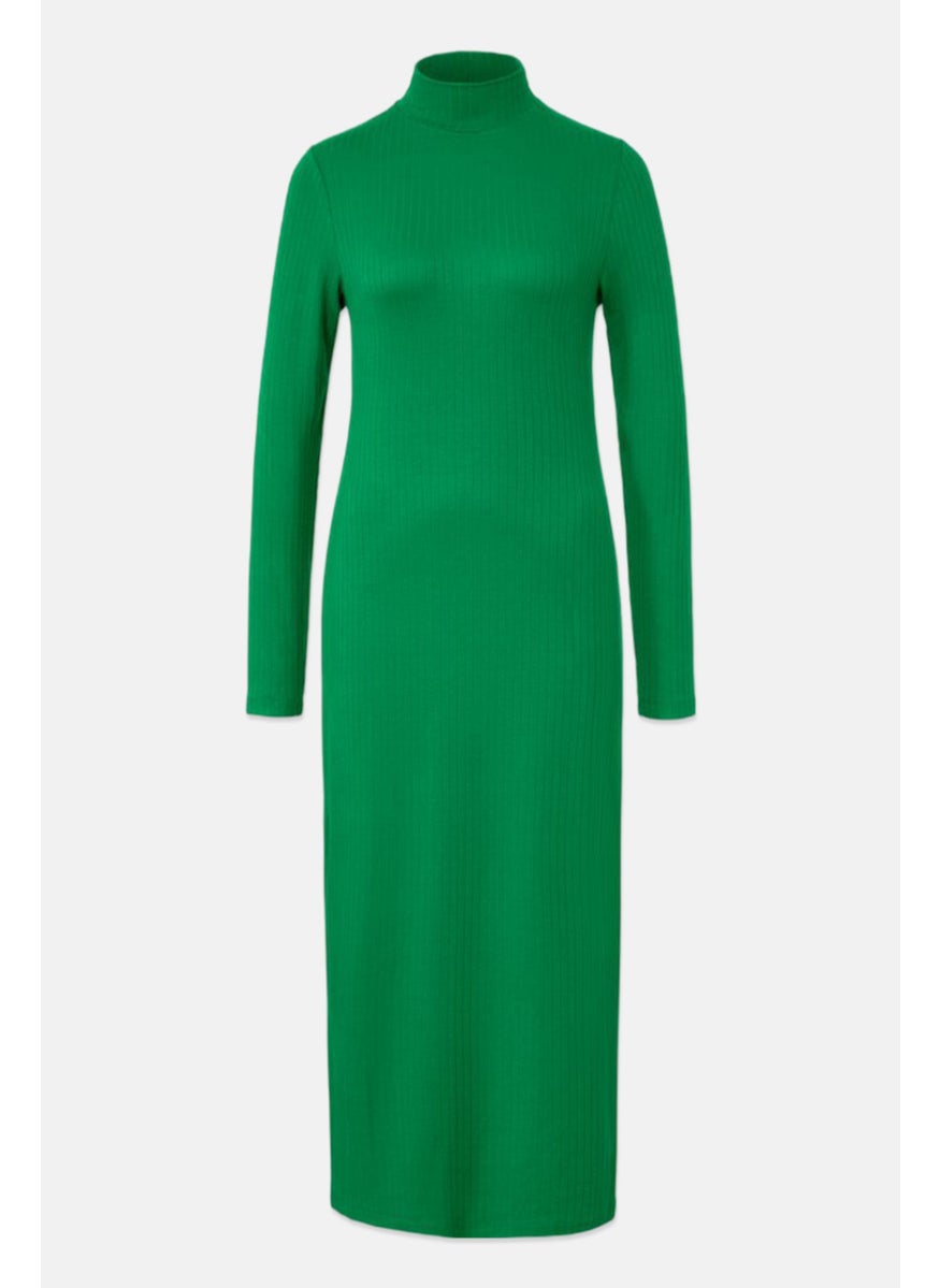 Women Textured Midi Dress, Green